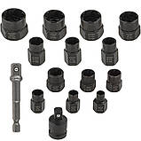 Набір ударних головок для злизаних гайок дюйм. (1/4"-11/16") + метрика (10-19 мм) 15 ел. Vorfal V08085_1, фото 2