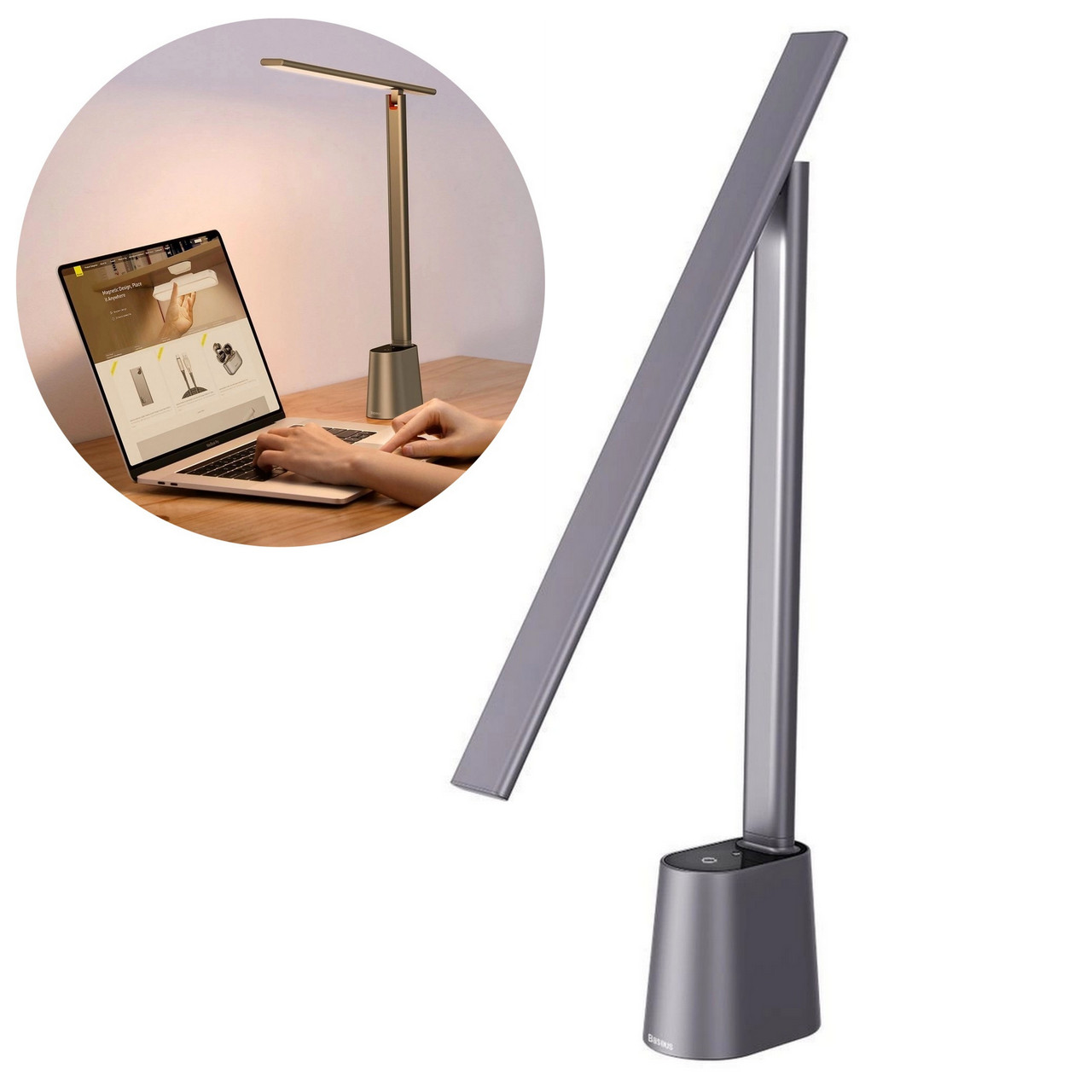Настільна акумуляторна Led лампа Baseus Smart Eye Series Rechargeable Folding Reading Desk Lamp (DGZG-0G), фото 1