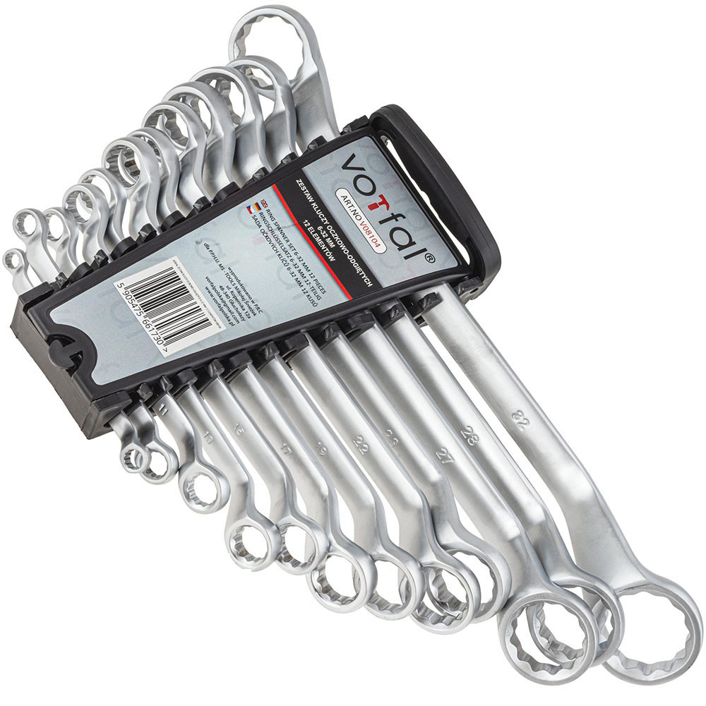 Набір вигнутих накидних ключів 12-граней (6-32 мм) 12 од. Vorfal V08104, фото 1