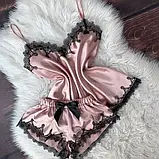 Червона жіноча піжама для сну з мереживом, фото 4