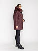 Жіночий теплий пуховик, куртка з хутром песця у кольорі бордо. Зимова куртка великих розмірів для жінок батал, фото 3