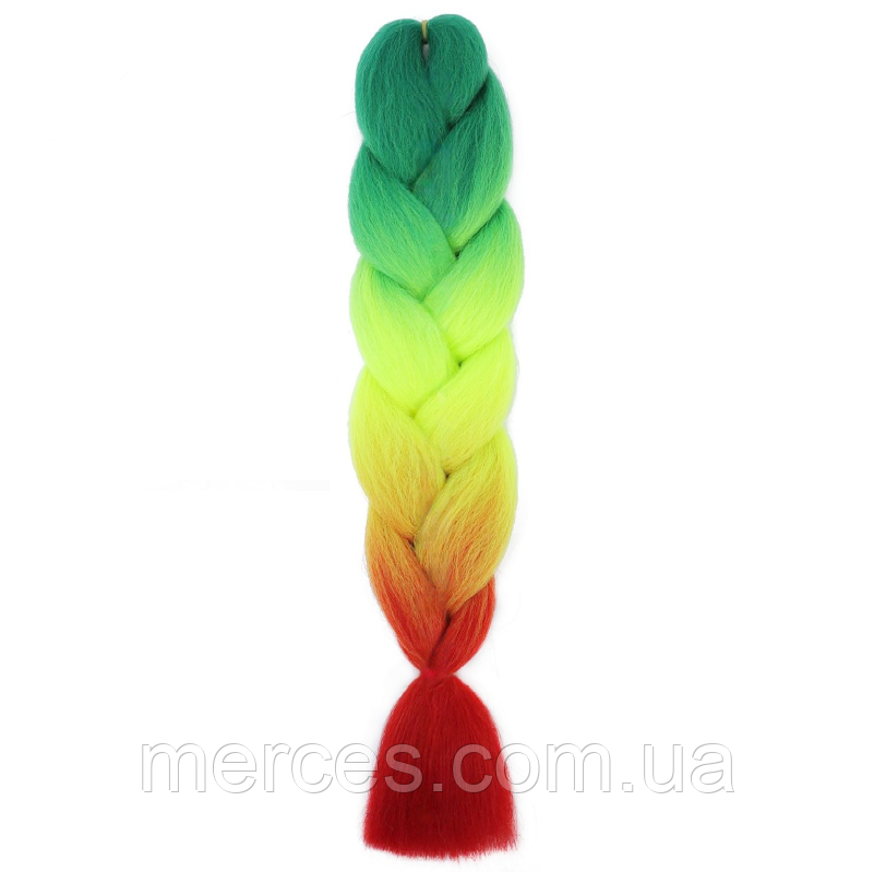 Канекалон Jumbo Braid омбре різнокольорова коса три кольори довжина 60 см Вага 100 грам Термостійкий C51