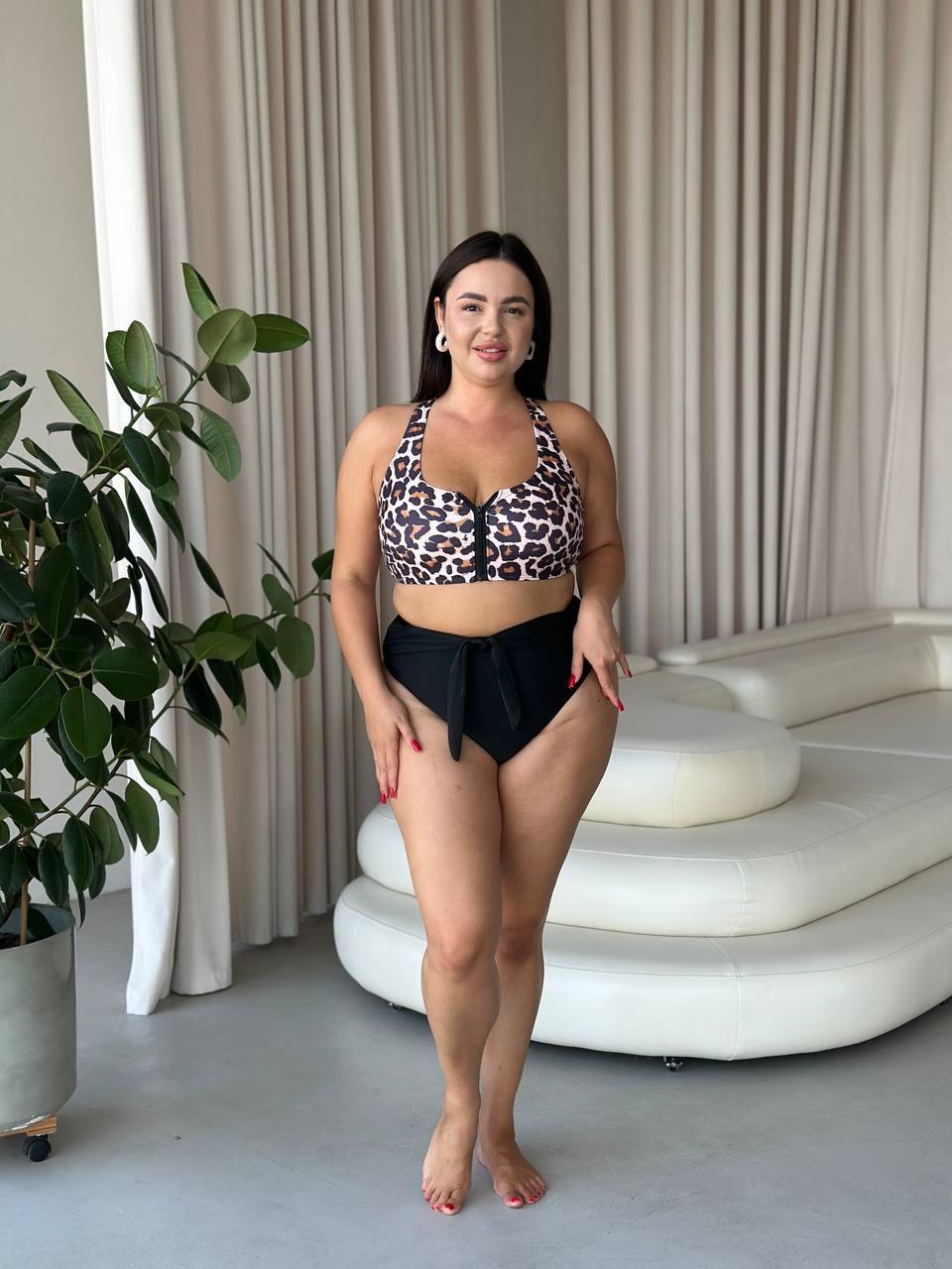 Купальник леопардового забарвлення. Пляжний модний одяг. Купальники жіночі літні., фото 1