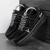 Чоловічі Кросівки Nike Air Force 1 Low Venom замшеві чорні, Кросівки Найк Аір форс Веном якісні осінні