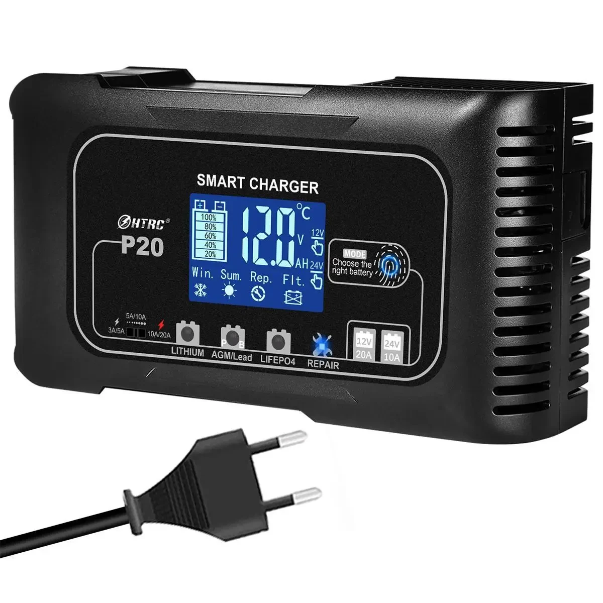 Інтелектуальний імпульсний зарядний пристрій для акумуляторів 12V/20A-24V/10A LM40401