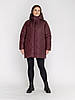 Марсаловий зручний фабричний жіночий пуховик великих розмірів, зимова куртка батал середньої довжини,, фото 5