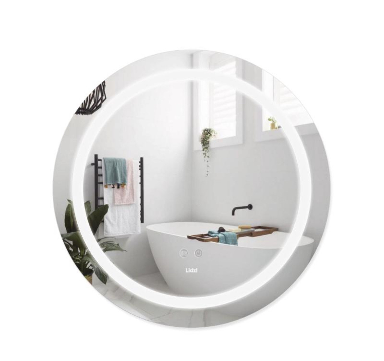 Lidz Aria дзеркало настінне кругле з LED-підсвіткою Touch, з антизапотіванням, з димером, рег. яскравості R600