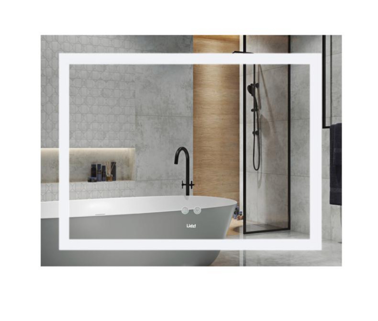 Дзеркало 100х80 см настінне з LED-підсвіткою Touch, з антизапотіванням, з димером, рег. яскравості