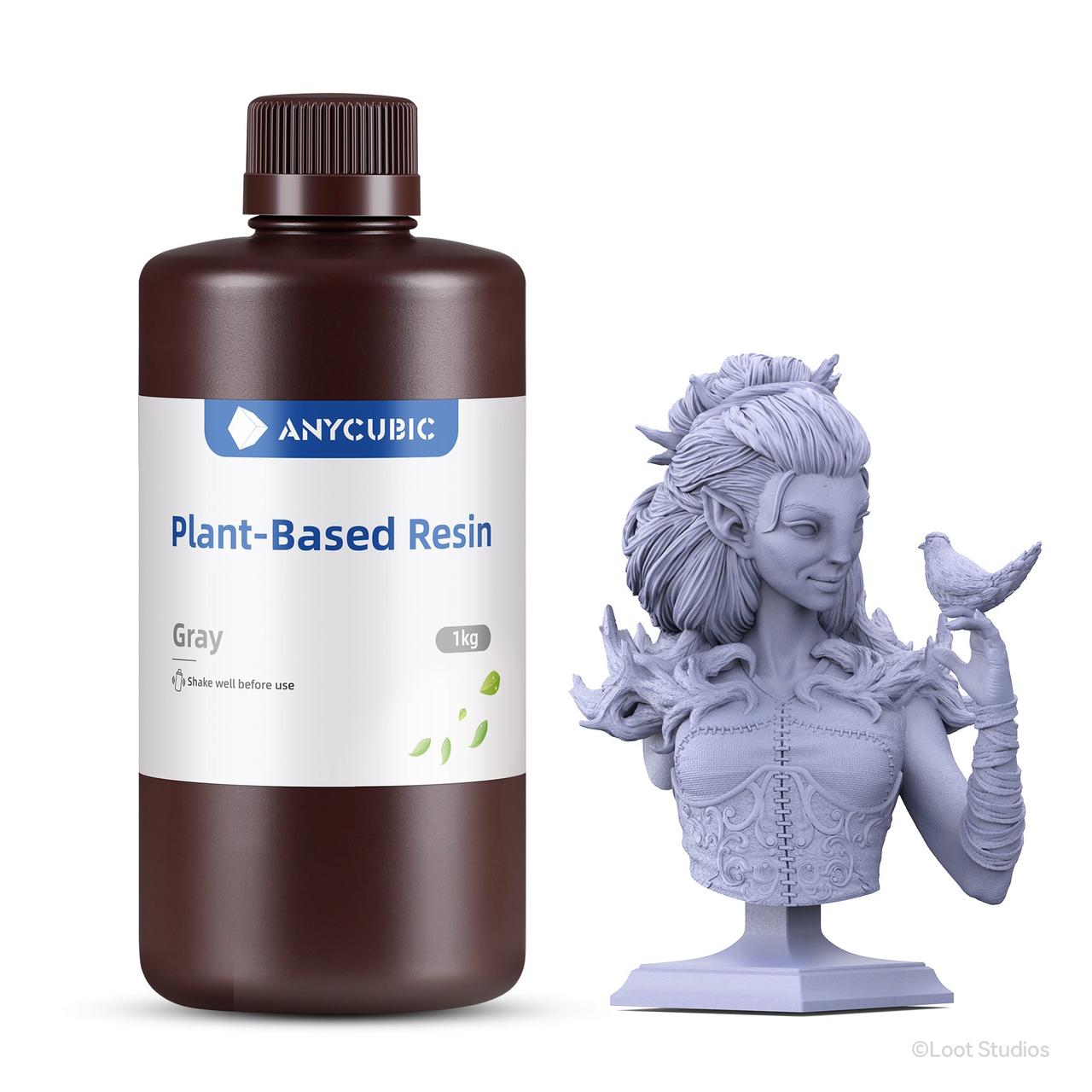 Фотополімерна Еко смола на рослинній основі Anycubic Plant-Based UV Resin Grey (Сіра), 1kg