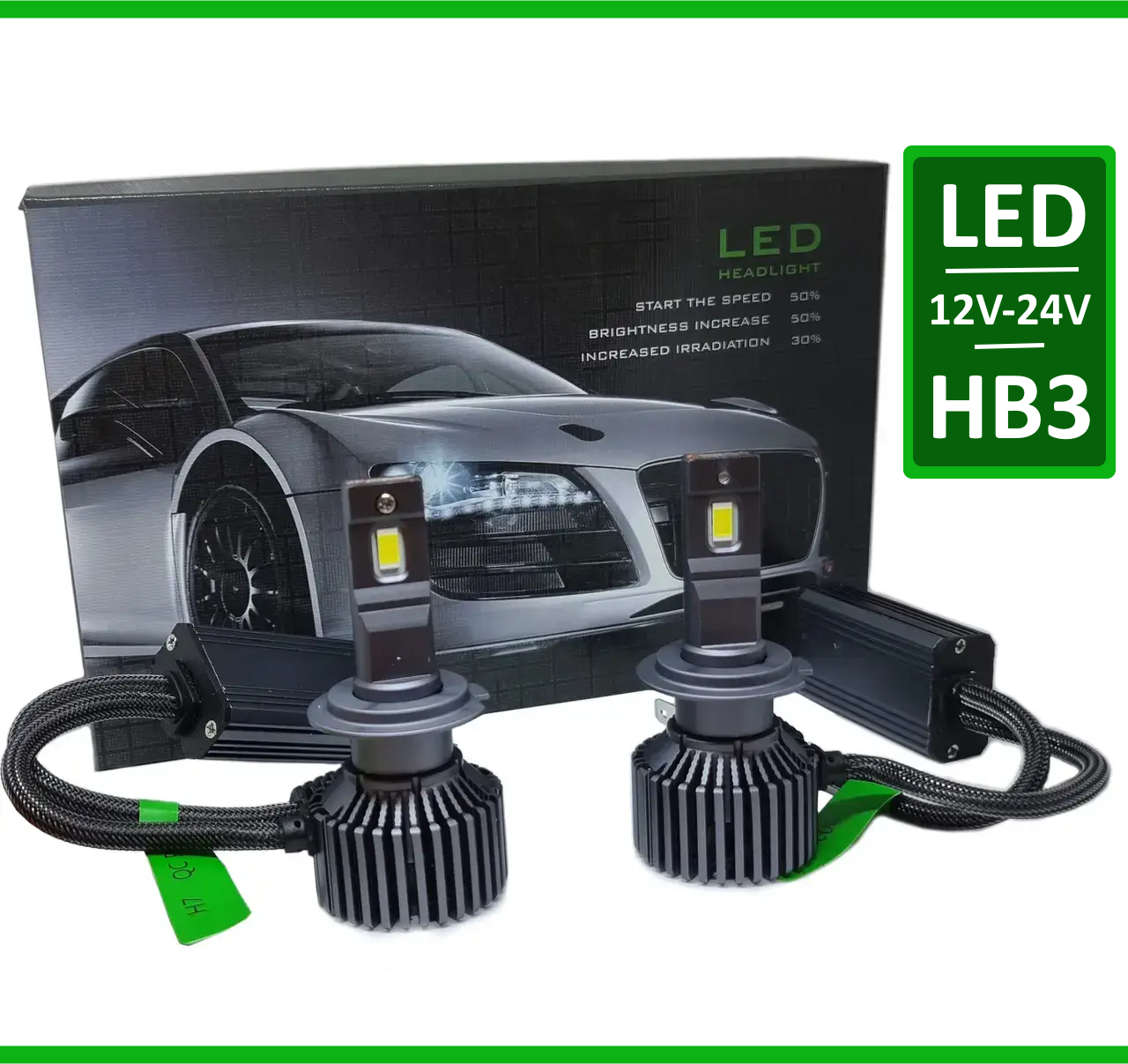 Світлодіодні LED лампи для авто HB3 12V-24V GA675 6500K 50W Megalight