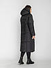 Жіноче довге чорне тепле зимове пальто пуховик з капюшоном, великі розміри, фото 3