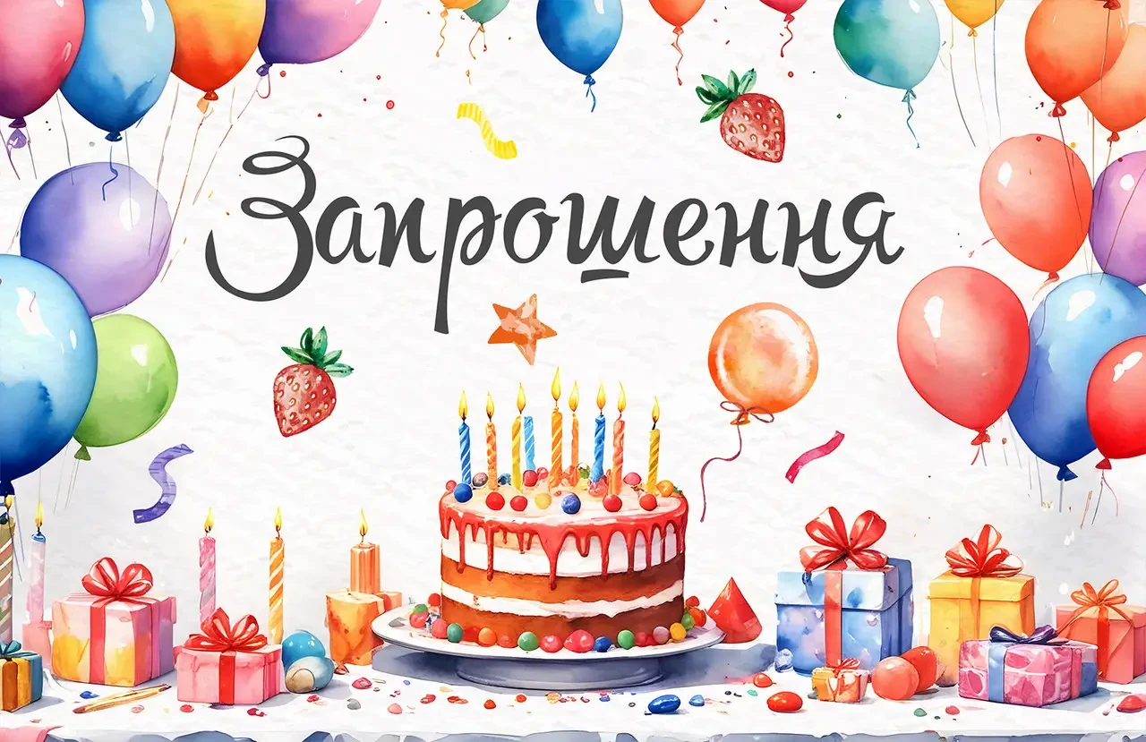 Запрошення на день народження "Тортик" (10 шт)