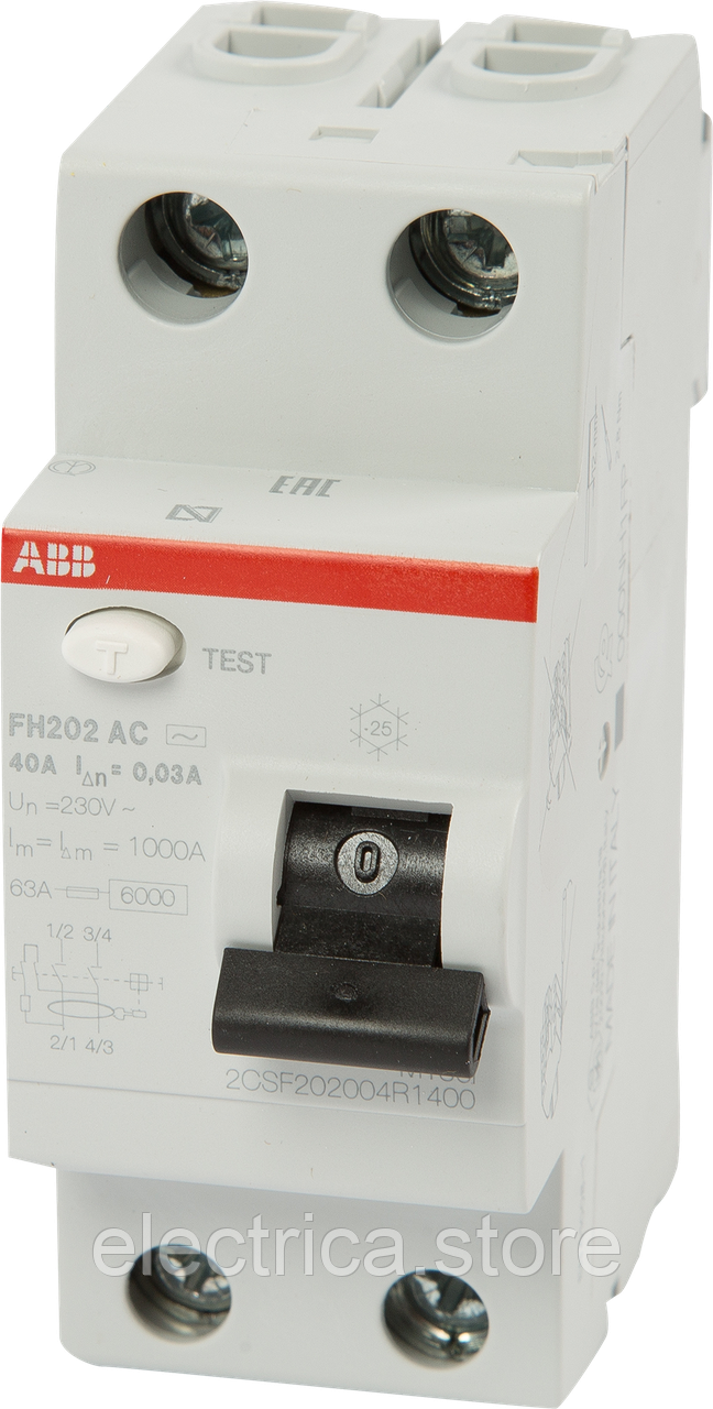 FH202 AC-40/0,03 Пристрiй захистного відключення 2 полюса 40А/0,03мА 2CSF202002R1400, фото 1
