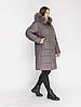 Жіноча сіра зимова тепла куртка пуховик прямого крою з хутром песця, великі розміри, фото 4
