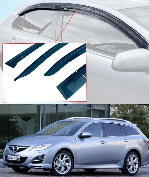 Дефлектори вікон вітровики для Mazda 6 універсал 2008-2012 (скотч) VIP Китай
