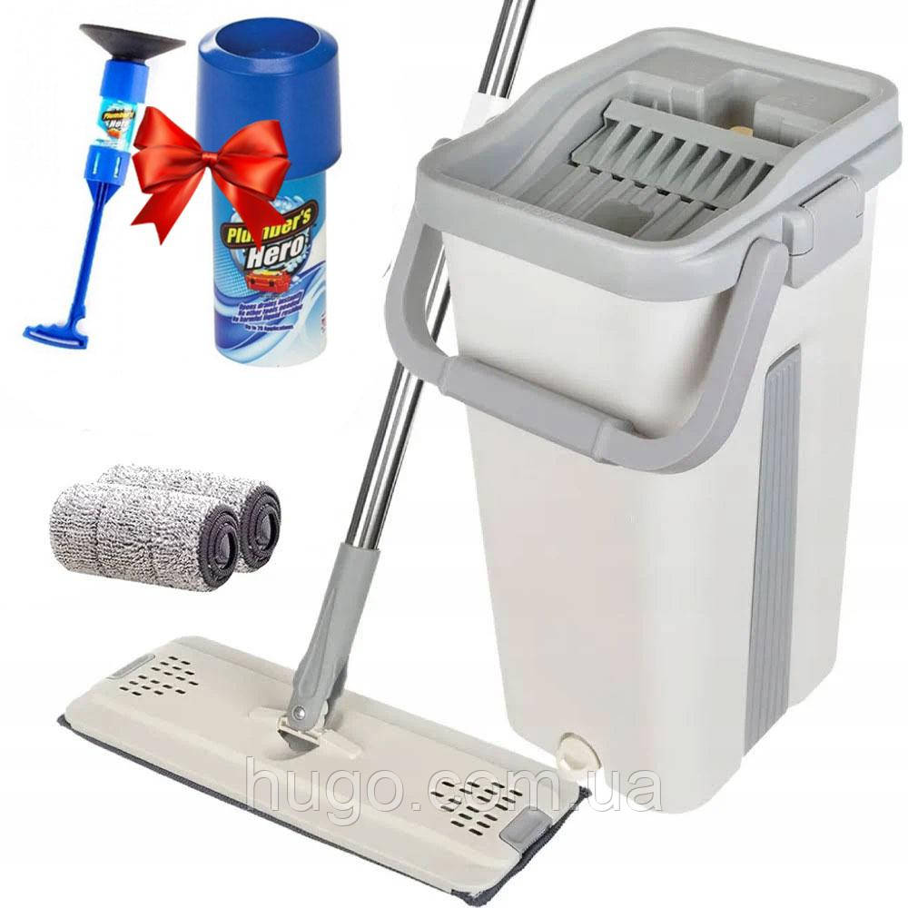 Швабра з відром Cleaning Mop + Подарунок Вантуз для унітазу і труб ...