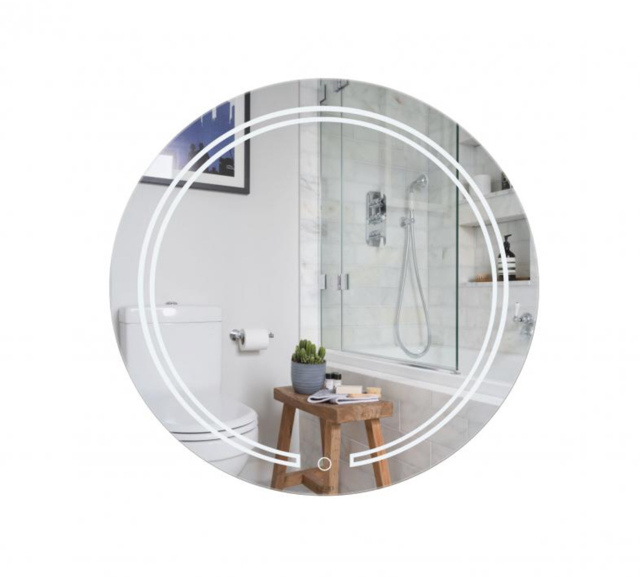 Qtap Jay N дзеркало настінне кругле з LED-підсвіткою Touch, димер, рег. яскравості R590