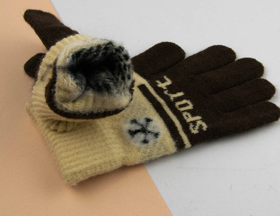 Рукавички дитячі для хлопчиків 6-9 років (арт. 24-8-001) коричневі, фото 2