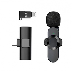 Бездротовий петличний мікрофон для запису відео F5 з адаптером Lightning-Type-C
