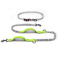 Повідець-пояс для собак Harness 160-260 см, повідець для бігу із собакою Зелений