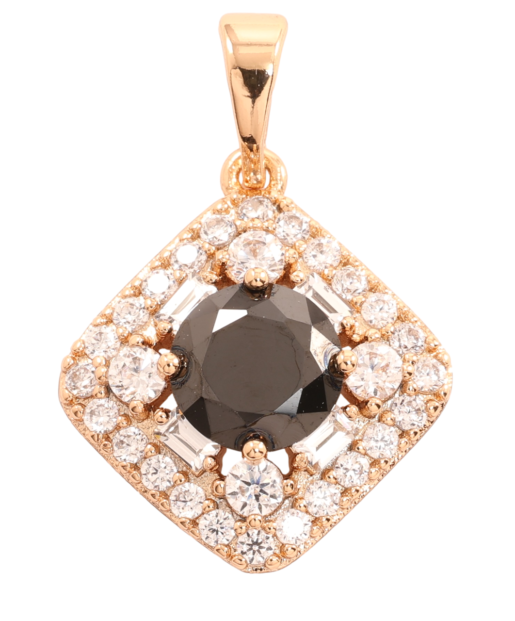 Кулон Xuping Позолота 18K «Чорний фіаніт в обрамленні цирконію» для ланцюжка до 5мм