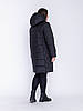 Жіноча чорна зимова тепла куртка пуховик до коліна, великі розміри, фото 3
