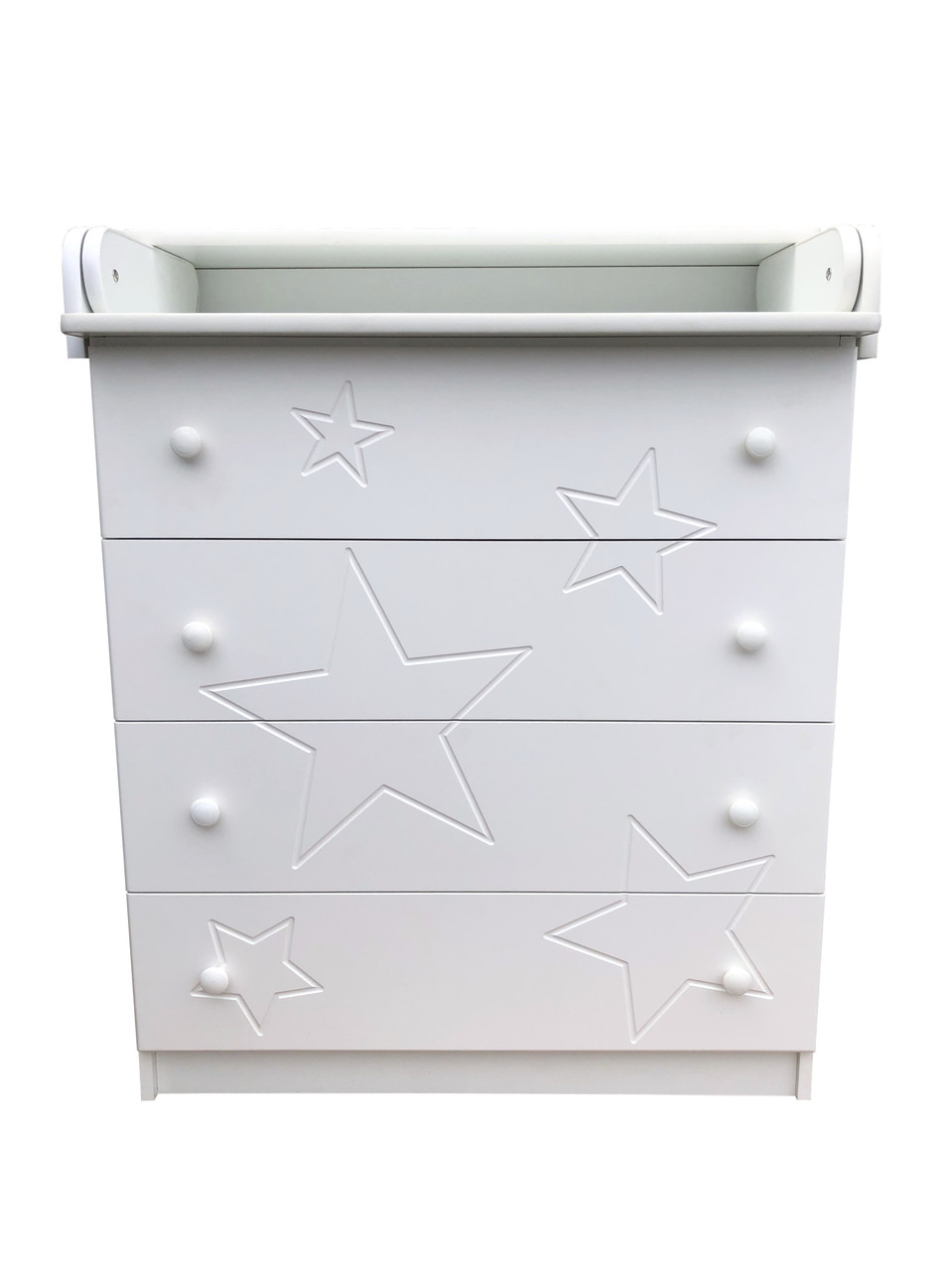 Сповивальний комод Baby Comfort Stars на 4 ящики білий, фасад МДФ