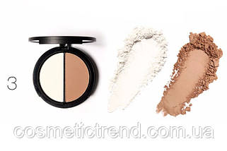 Focallure хайлайтер/бронзер Ice Queen Silver Shimmer/Tan палітра для макіяжу 2х1 Bling Highlight&Contour No03, фото 2