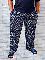 Мужские прямые штаны оптом большого размера с карманами пояс на резинке батал (серые абстракция) р.56 60 64