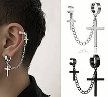 Пірсинг у вухо з хрестиками покритий родієм або рутенієм
