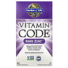 Garden of Life, Vitamin Code, необроблений цинк, 60 вегетаріанських капсул