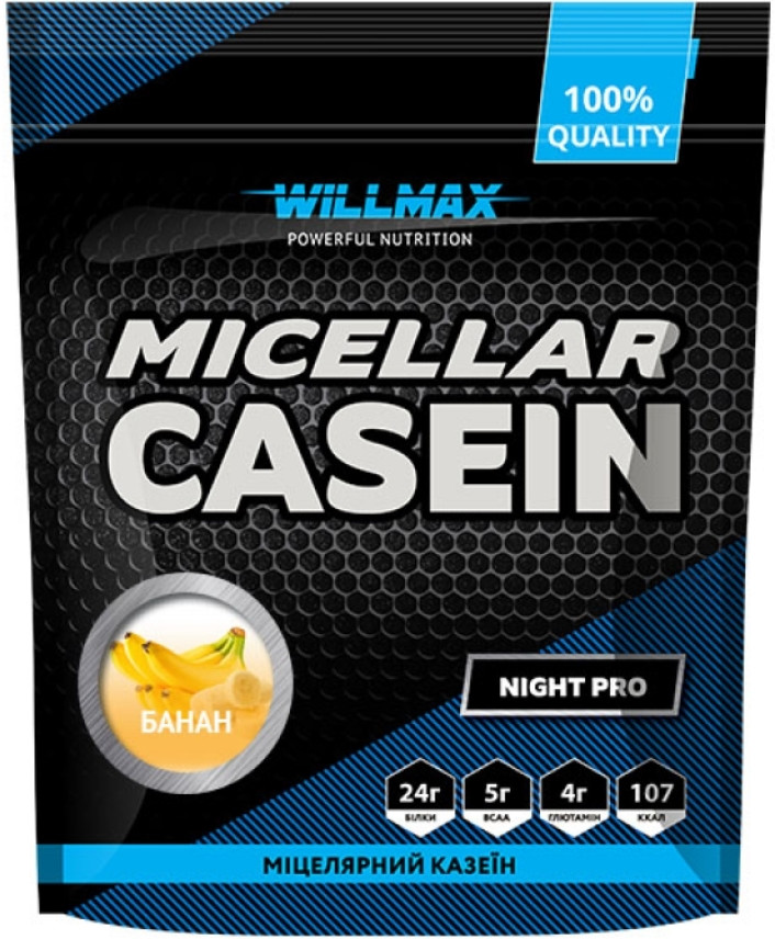 Казеїн молока Willmax Micellar Casein 900 г банан
