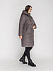 Жіноча сіра зимова тепла куртка пуховик до коліна, великі розміри, фото 4