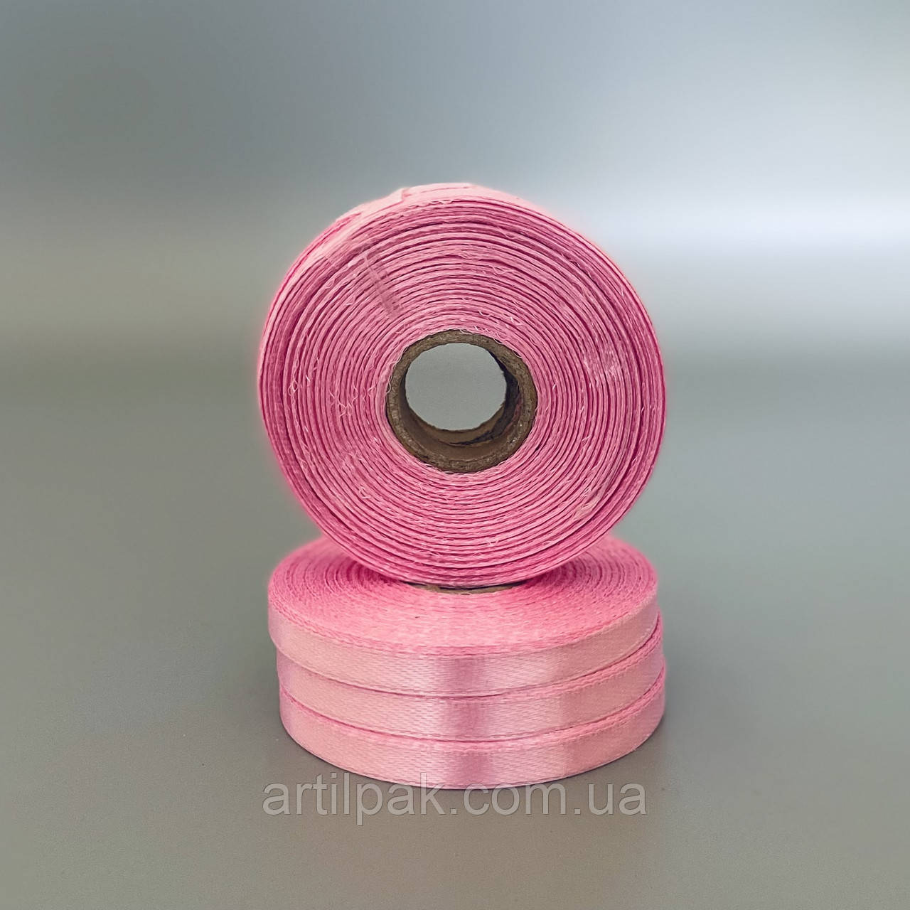 Стрічка атласна Рожева, 0,6 см, 23 метра, фото 1
