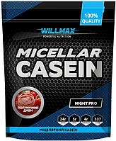 Казеїн сироватковий білок Willmax Micellar Casein 900 г полуничний джем