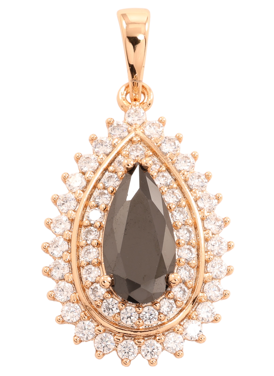 Кулон Xuping Позолота 18K «Крапелька з інкрустацією цирконієм і чорним фіанітом» для ланцюжка до 6мм