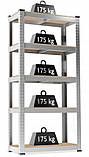 Стелаж металевий на 5 полиць 180 X 90 X 40 см 175кг MIR-RMG175, фото 3