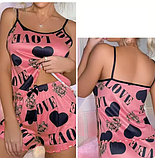 Фіолетова стрейчева жіноча піжама шорти та майка на тонких бретельках, фото 4