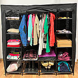 Текстильна складна шафа-гардероб 170×170×40 см, 14 полиць, фото 8