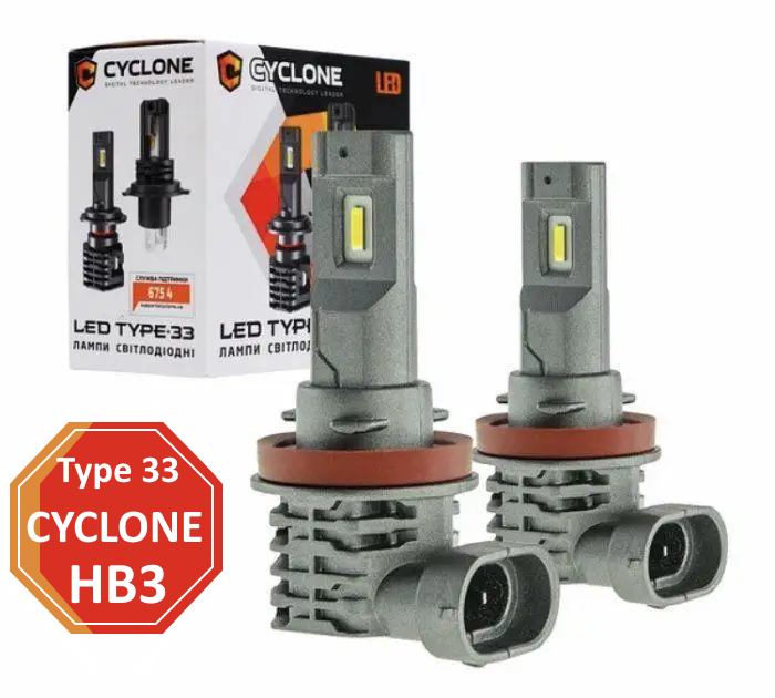 Світлодіодні LED-лампи для авто HB3 12 V Type 33 5000 K 4800L CYCLONE