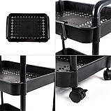 Етажерка мобільна п'ятиярусна універсальна пластикова 41х25х127см Чорна SW-00002109, фото 5