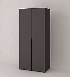 Сучасна маленька дводверна шафа в спальню з полицями і штангою CP-90\100\120 Сан Маріно графіт 90 см