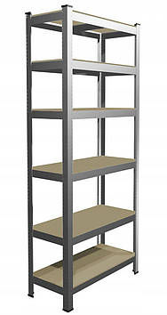 Стелаж металевий 220x90x40 6 полиць (сірий)