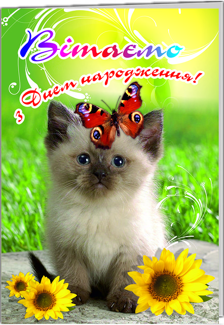 Листівка подвійна: Вітаємо з Днем народження! №22