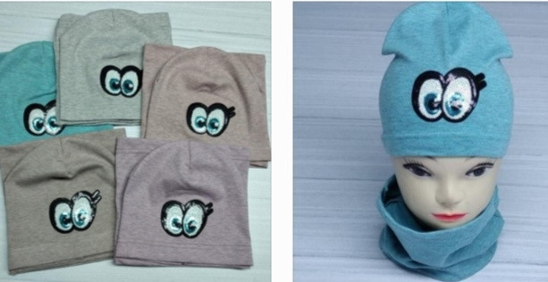 Шапка трикотажна + хомут для дівчинки одношарова р 50-52