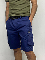 Чоловічі шорти з накладними кишенями бриджі карго на гумці з ременем Indiana синій