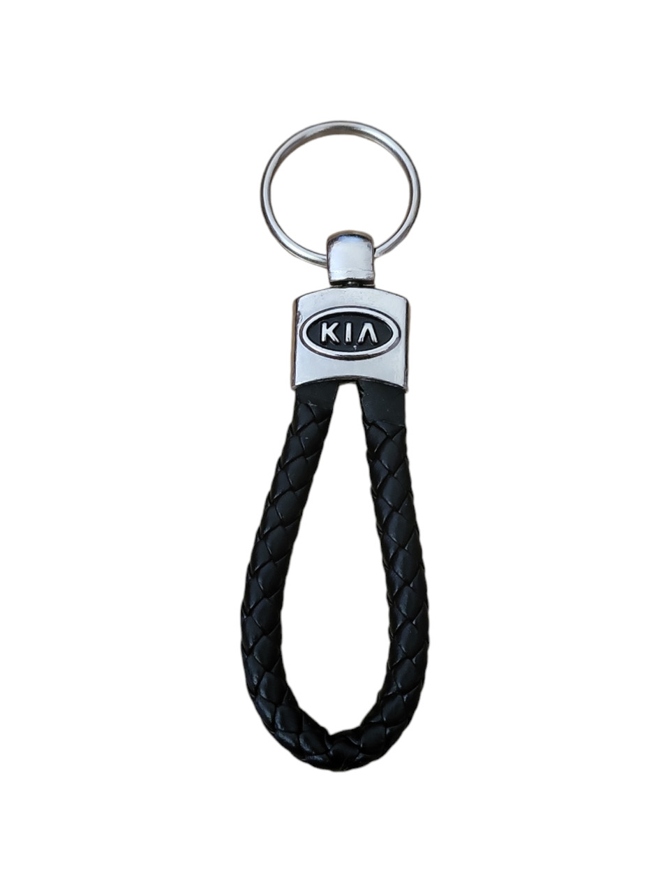 Брелок автомобільний для ключів Кіа Kia плетений екошкіра чорний