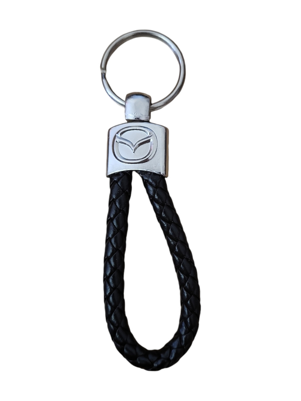 Брелок автомобільний для ключів Мазда Mazda плетений екошкіра чорний