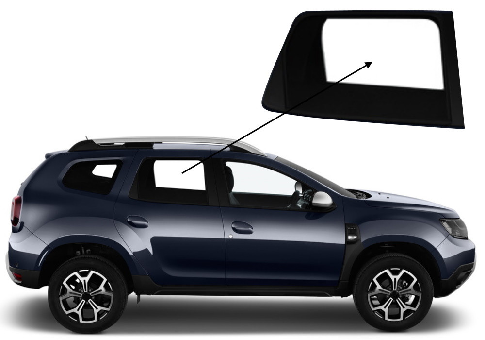 Бічне скло Renault Duster 2018-2023 задніх дверей праве, фото 1