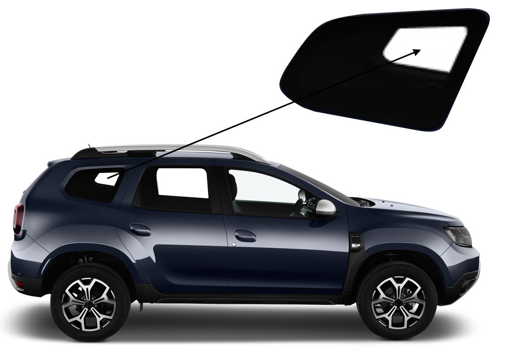 Бічне скло Renault Duster 2018-2023 салону заднє праве, фото 1